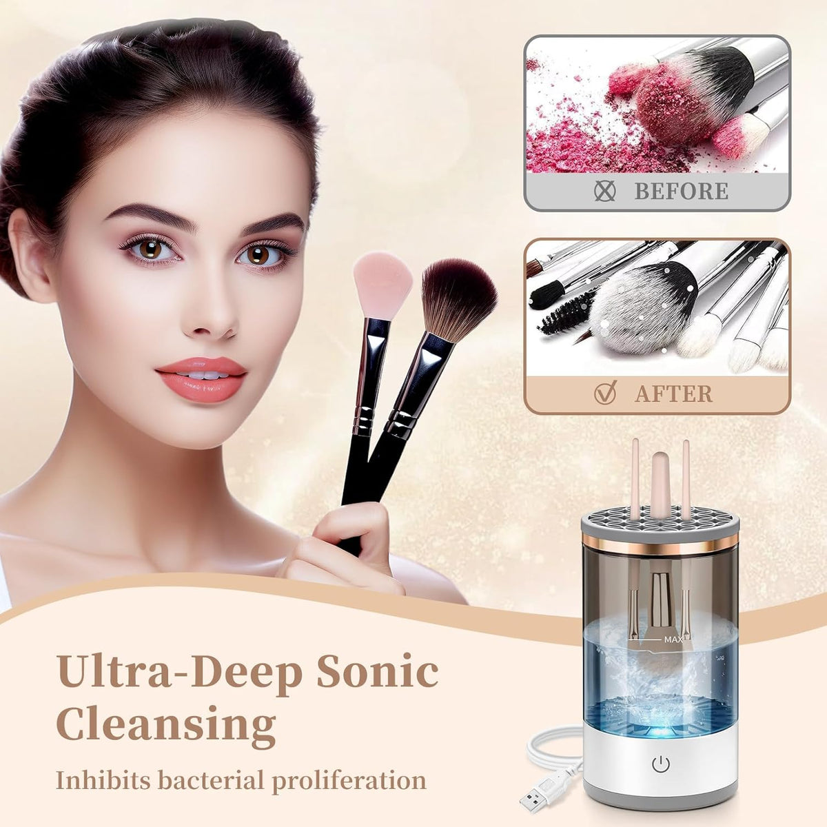 Electric Makeup Brush Cleaner, Quick Efficient Machine for Deep Cleaning All Types of Brushes