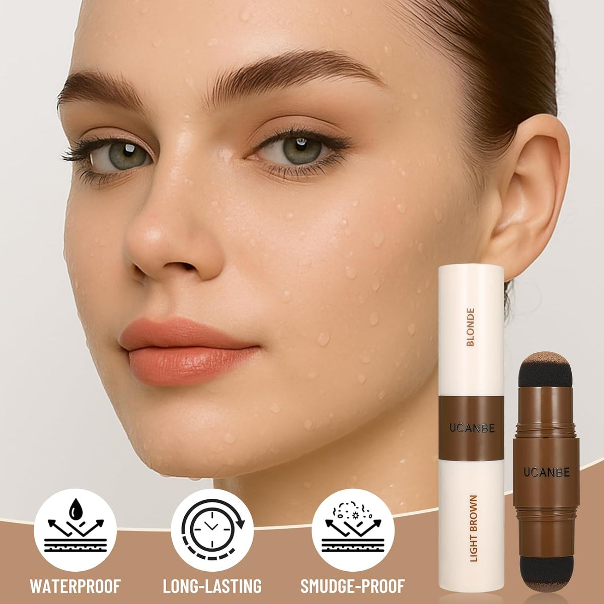 UCANBE 25PCS Eyebrow Stamp Stencil Kit With Dual-Color Eyebrow Stamp Pomade,20 Reusable Eyebrow