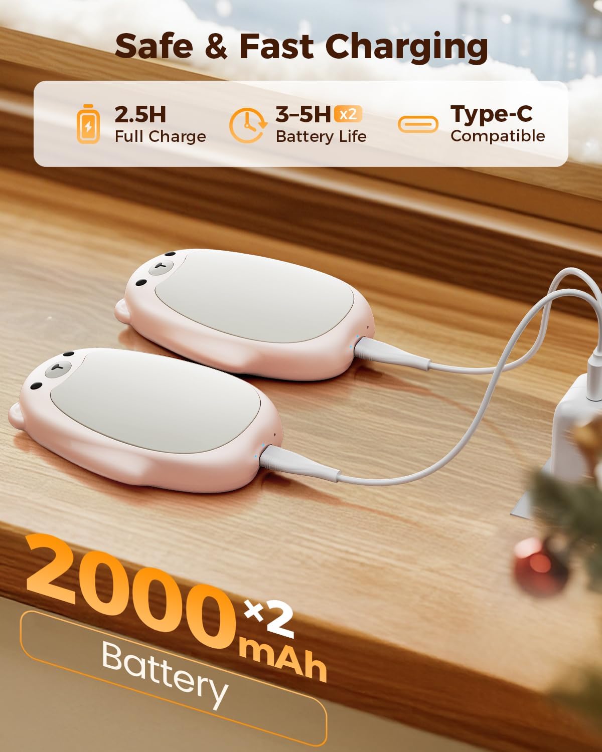 SWEETFULL Hand Warmers Rechargeable – Cute Bear, 2 Pack Magnetic Hot Hands, Reusable Electric