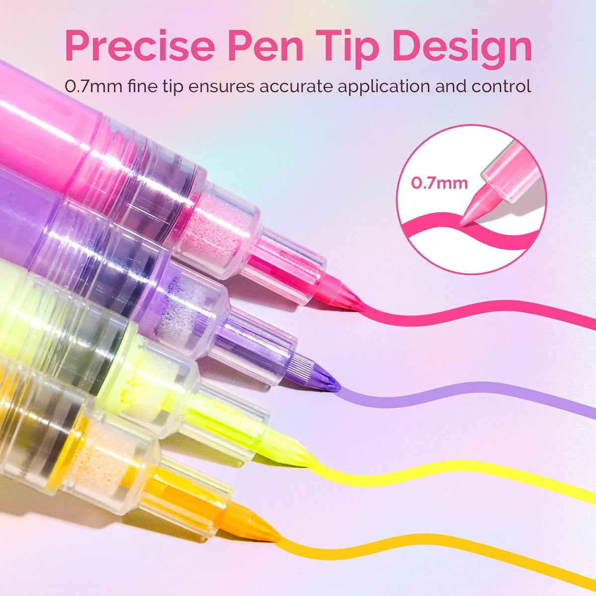 MelodySusie Nail Art Pens Set, 12 Colors 0.7MM Nail Polish Pens for Nail Art, Nail Dotting Tool