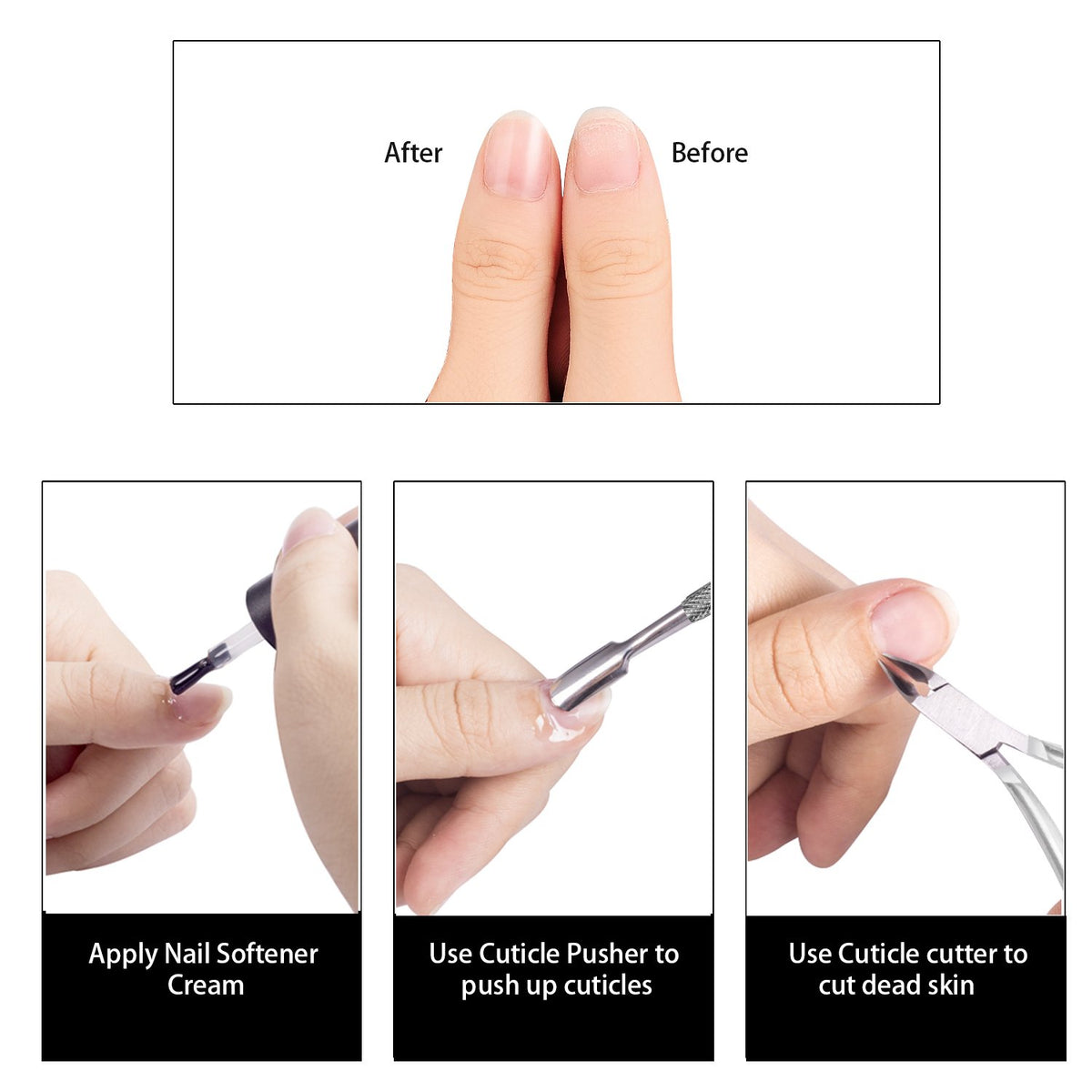 Ejiubas Cuticle Pusher Cuticle Nipper Stainless Steel Cuticle Trimmer Cuticle Remover Tool Set for