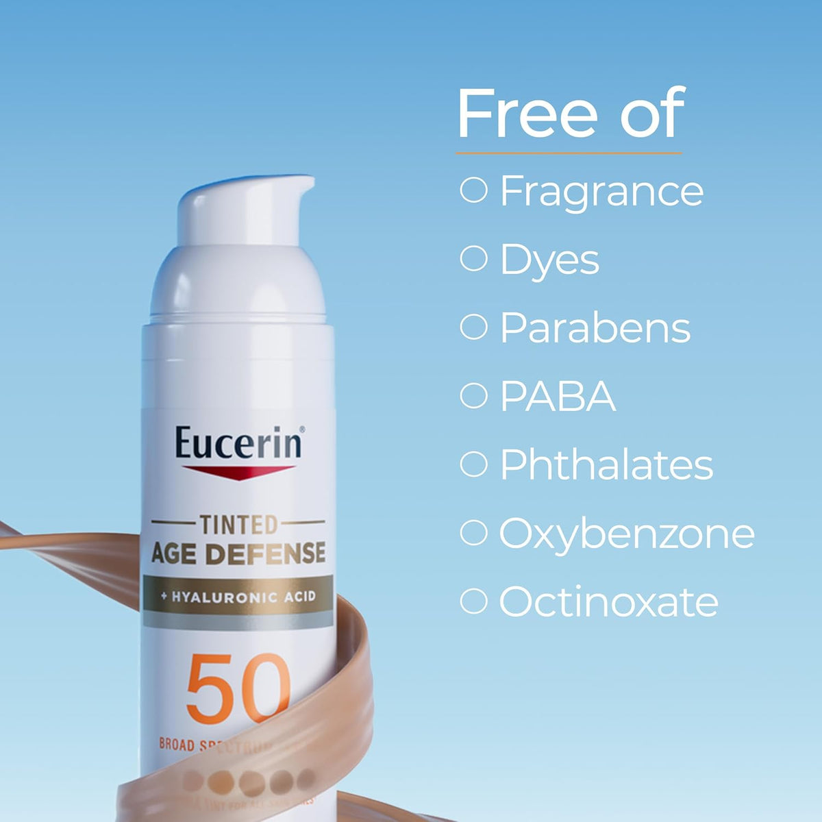 Eucerin Sun Tinted Age Defense Face Sunscreen Lotion SPF 50 with Hyaluronic Acid, Tinted Sunscreen