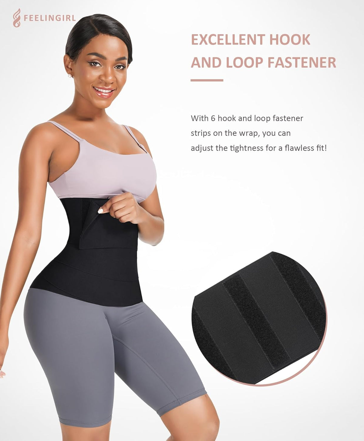 FeelinGirl Waist Trainer for Women Trimmer Belt Waist Cincher Tummy Wrap Plus Size Snatch Me Up