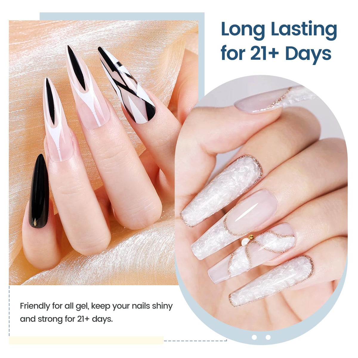 JODSONE 10ml Base Coat Gel Nail Polish Glossy Durable Gel Soak Off Clear No Wipe Nail Salon and DIY