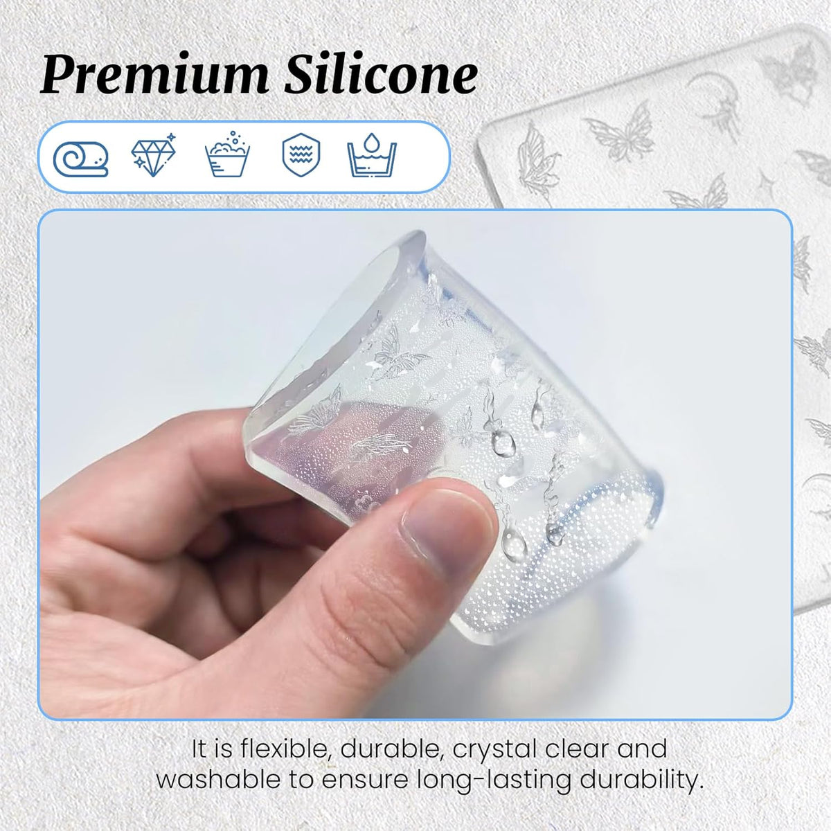 Nail Art Silicone Mold - Butterfly Stars Moon Decoration for 3D Carving Templates, Precise Embossed