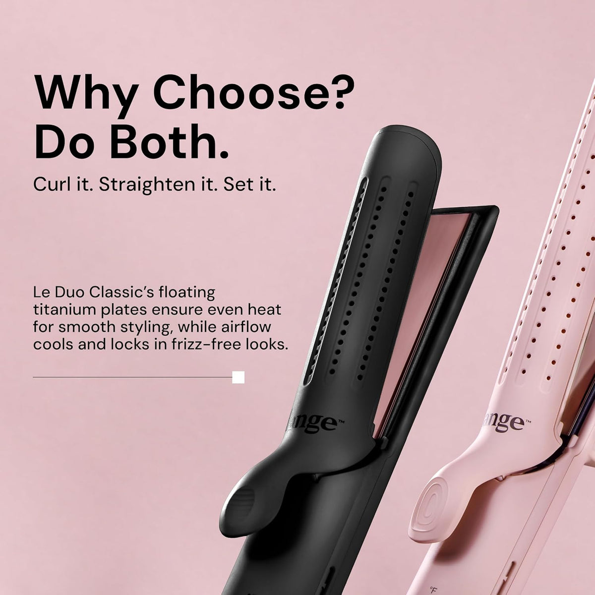 L'ANGE HAIR Le Duo Standard 360° Airflow Styler | 2-in-1 Curling Wand & Titanium Flat Iron Hair