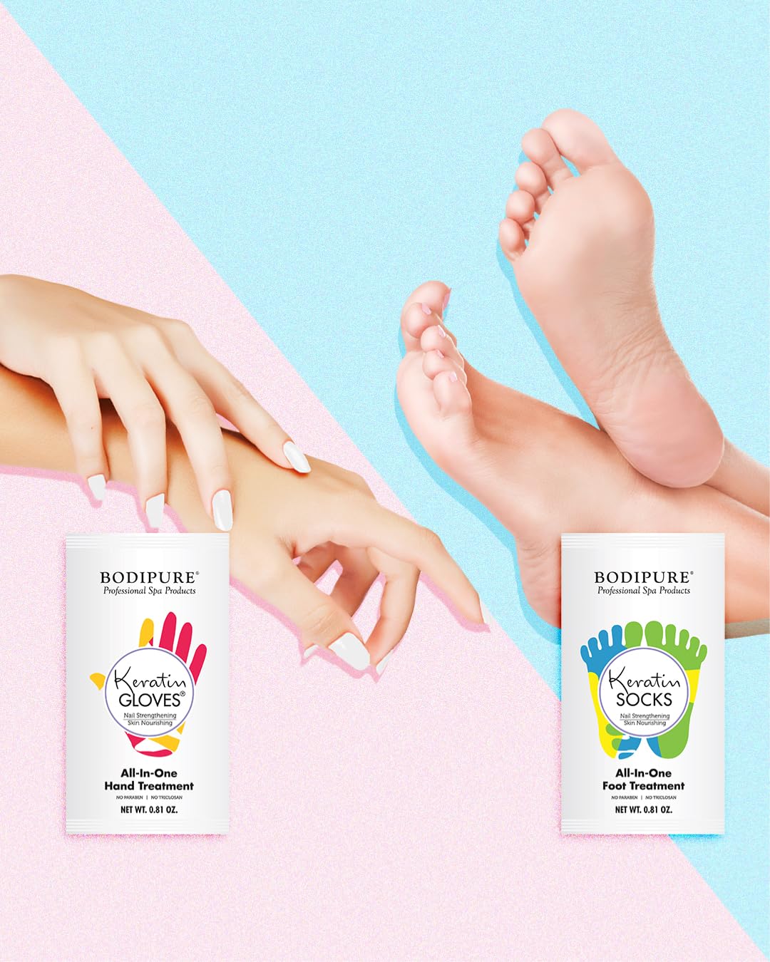 Bodipure All-In-1 Moisturizing Hand Mask Gloves – Keratin & Vitamin E Treatment for Dry Cracked