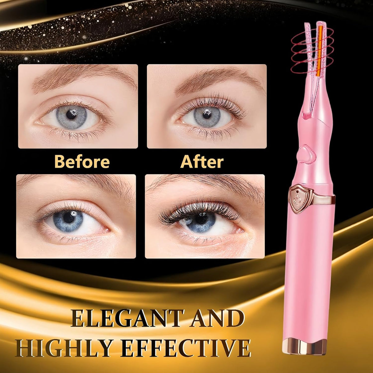 Heated Eyelash Curler, 2-in-1 Clip-Type Design, 3 Temperature Modes, USB Rechargeable Electric