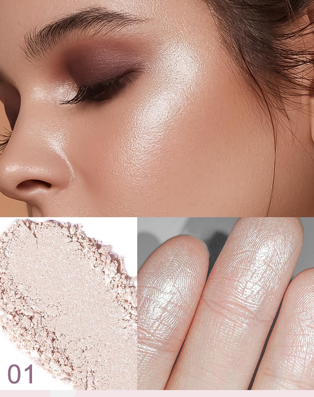 YOUNG VISION Pressed Powder Highlighter, Baked Natural Glow Contour Powder & Face Highlighter