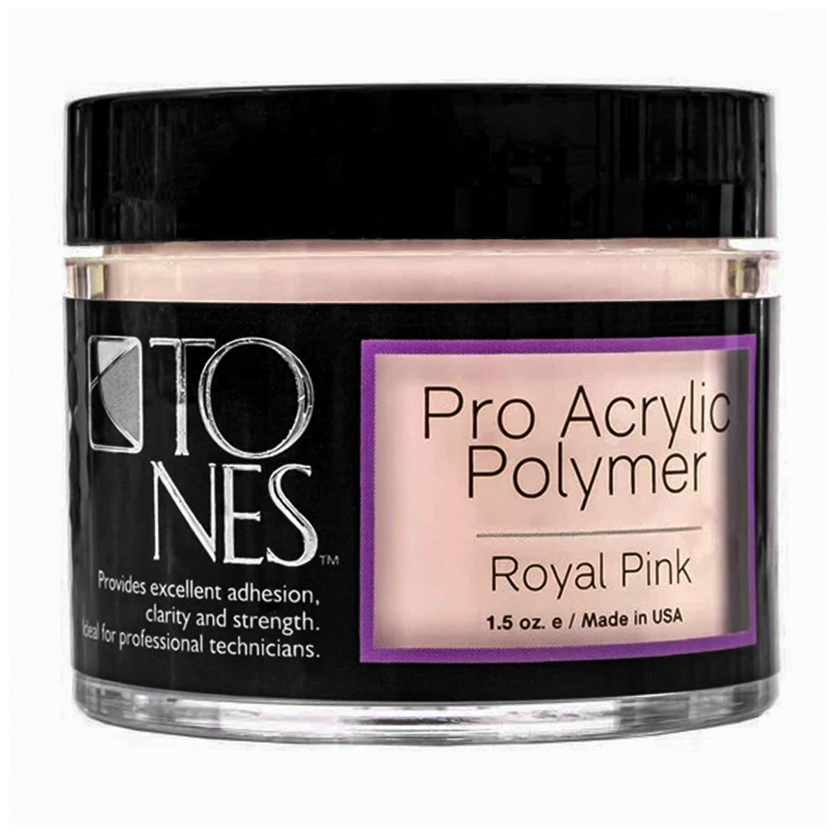 Tones Pro Acrylic Nail Powder, Royal Pink (Soft, Creamy Pastel Pink), (1.5 Fl Oz) - Long-Lasting &