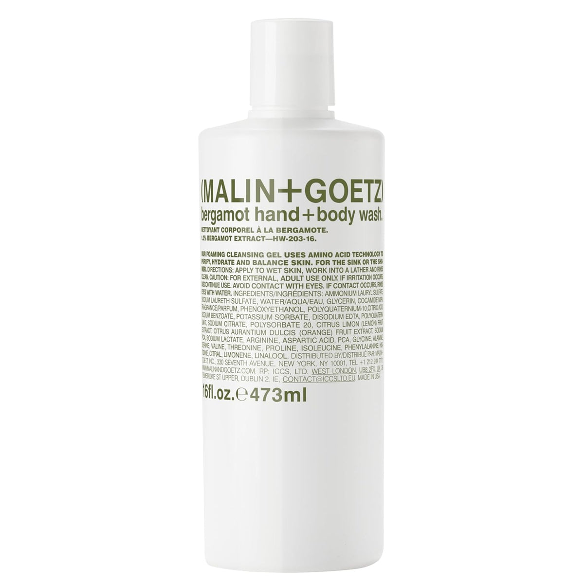 Malin + Goetz Essential Bergamot Purifying, Hydrating Hand + Body Wash, Natural Ingredients for All