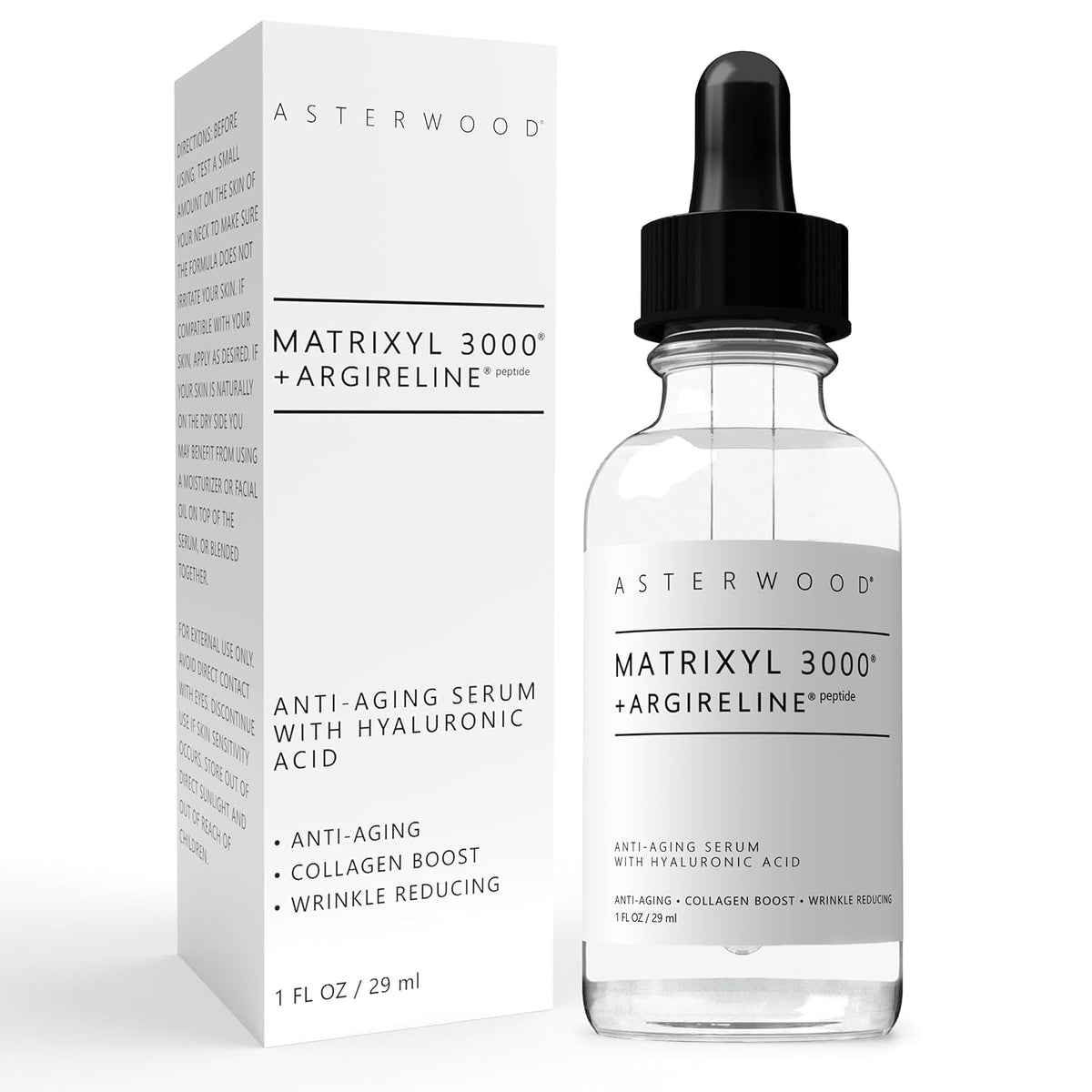 Asterwood Matrixyl 3000 + Argireline Serum for Face - Multi Peptide Serum with Hyaluronic Acid