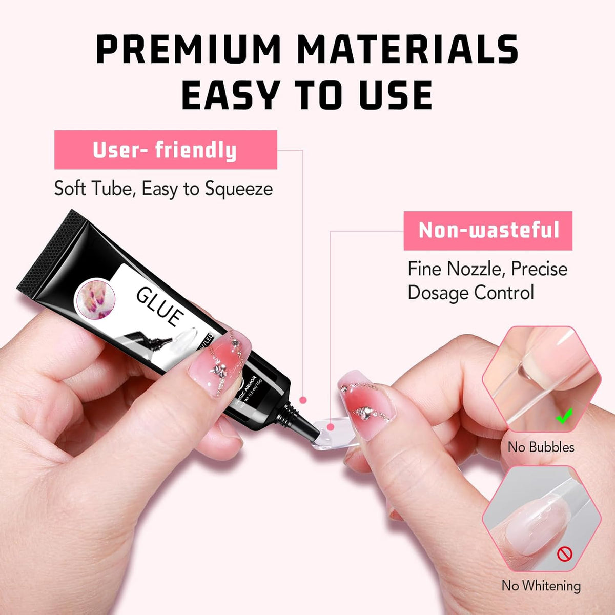15g Semi Solid Nail Glue with 15g Remover for Press On Nails Tips Gel Nail Glue No Need for UV Lamp