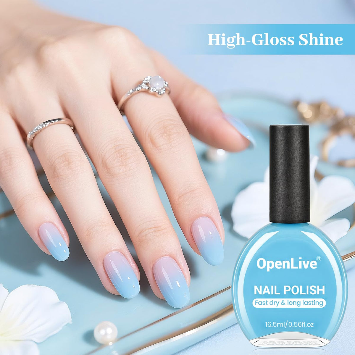 16.5ml Jelly Baby Blue Nail Polish Large Volume Quick Dry Nail Polish, Long Lasting Shine