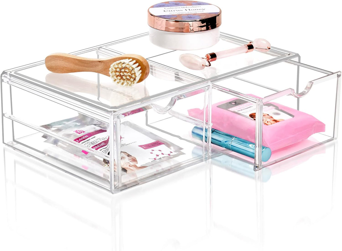 Sorbus Large Stackable Acrylic Drawers - 2 Clear Storage Drawers for Organizing Make up, Nail