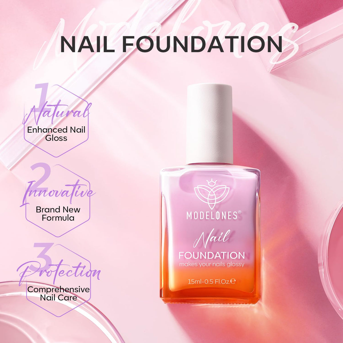 modelones Nail Strengthener Jelly Purple Nail Repair for Damaged Nails Strengthening Polish 15ml