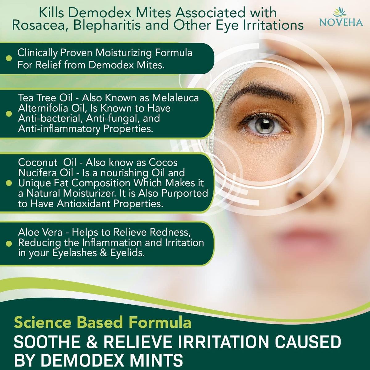 NOVEHA Demodex Eyelid & Lash Wipes | Box of 60 Individually Wrapped Extra Strength Cleansing
