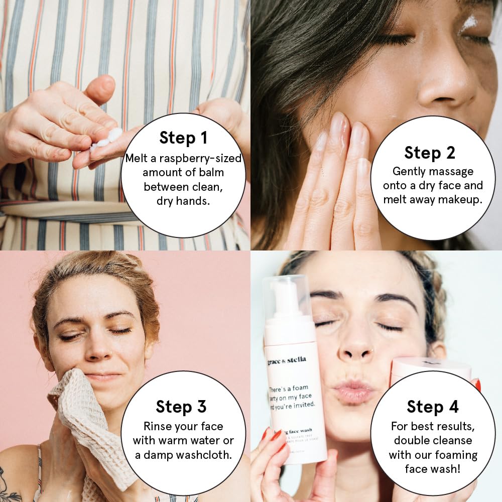 grace & stella Cleansing Balm - Oil-Based Makeup Remover - Gentle & Moisturizing Facial Cleanser