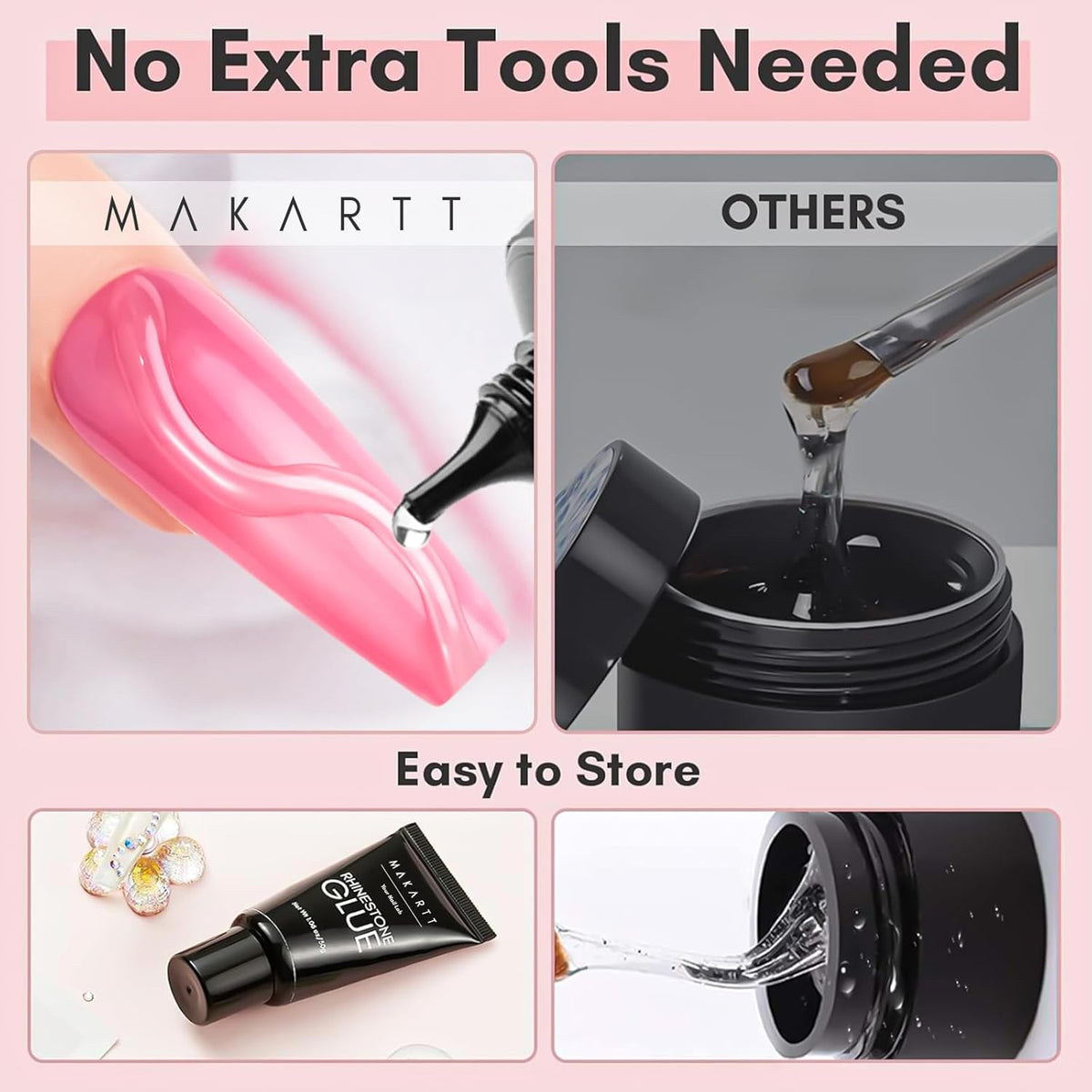 Makartt Nail Rhinestone Glue: Super Strong Gel Glue for Nail Art Decorations, Charms, 3D Bling