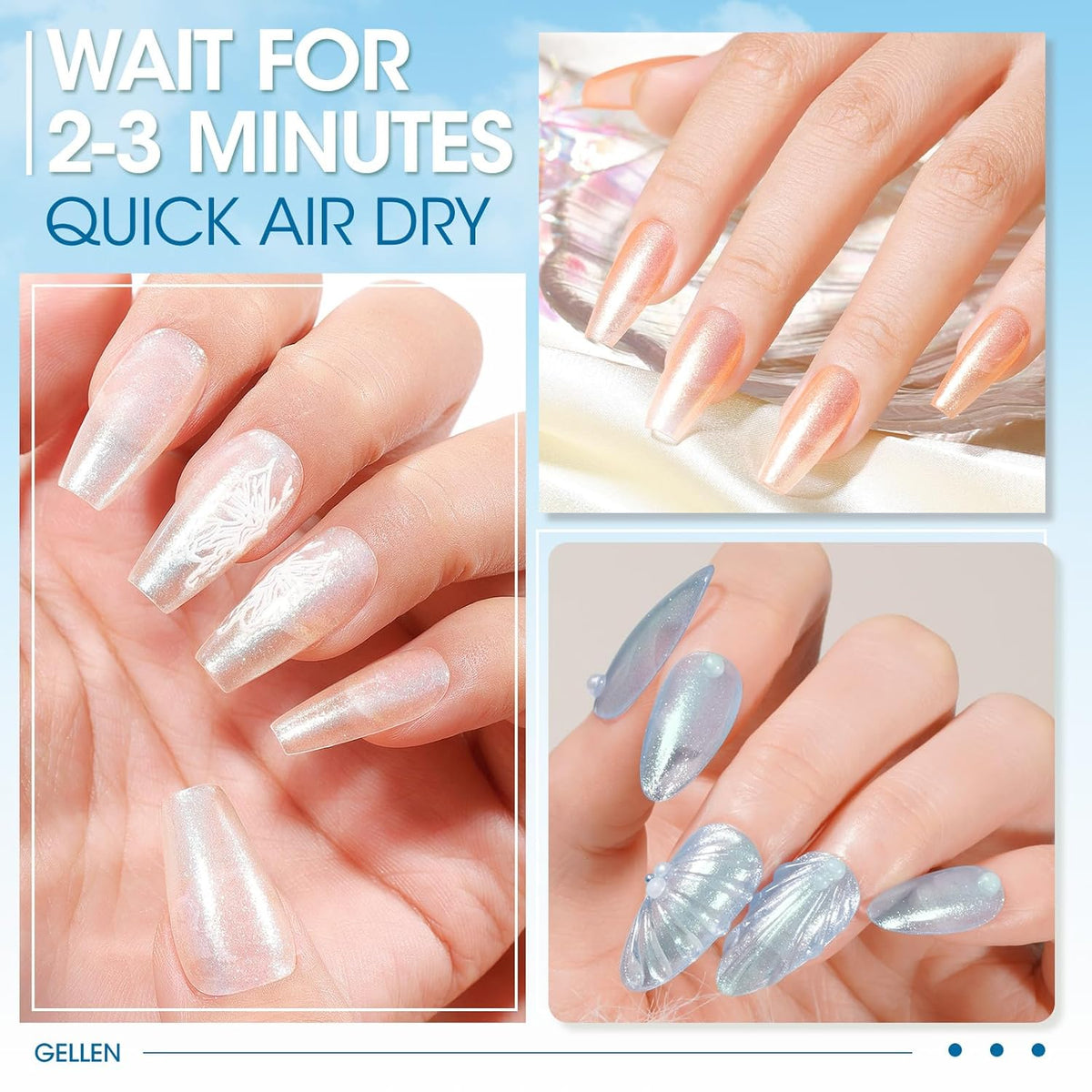GELLEN Shimmer Pastel Nail Polish, Buildable Sheer Natural Regular Nail Polish Quick Dry