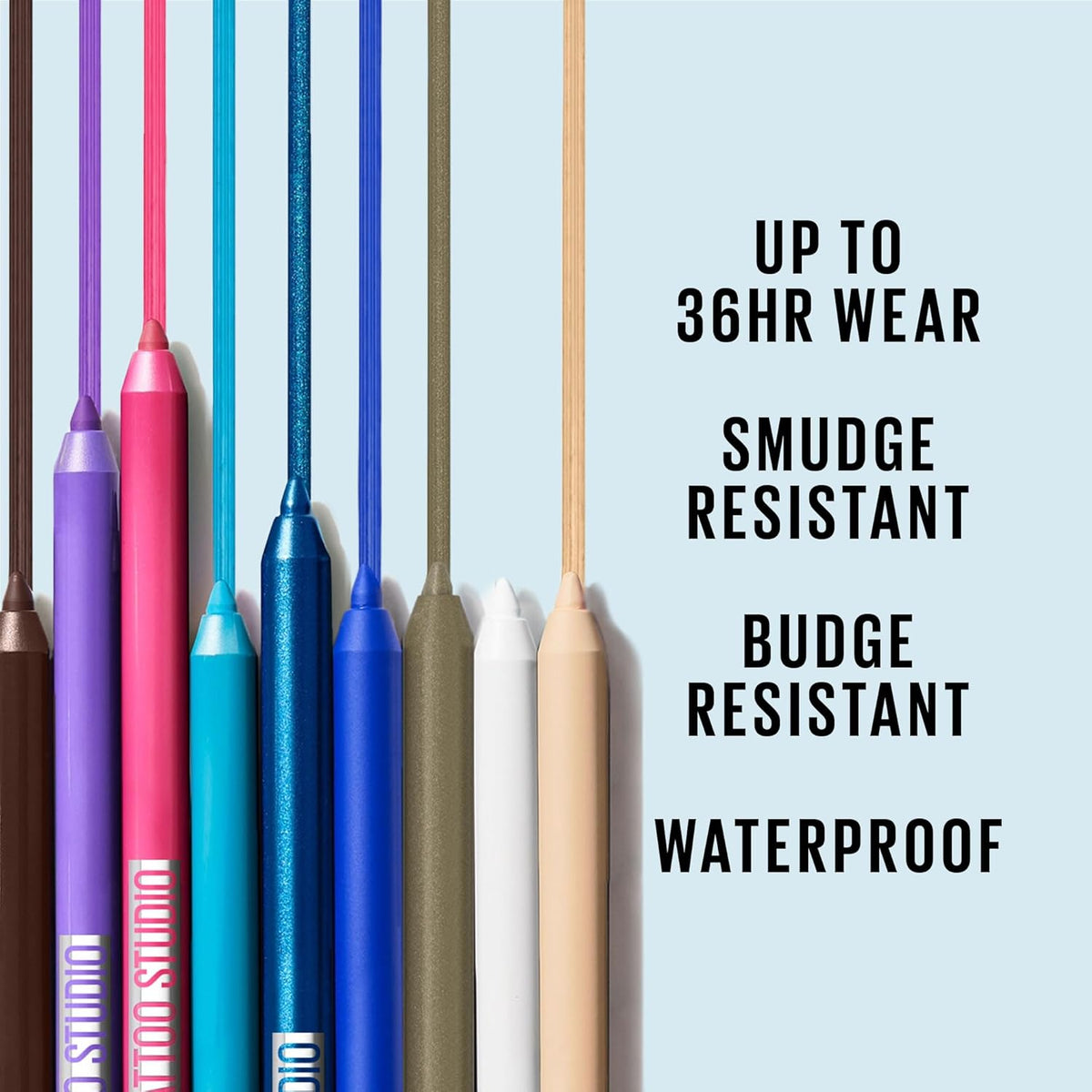 Maybelline New York Tattoo Studio Long-Lasting Sharpenable Eyeliner Pencil, Glide on Smooth Gel