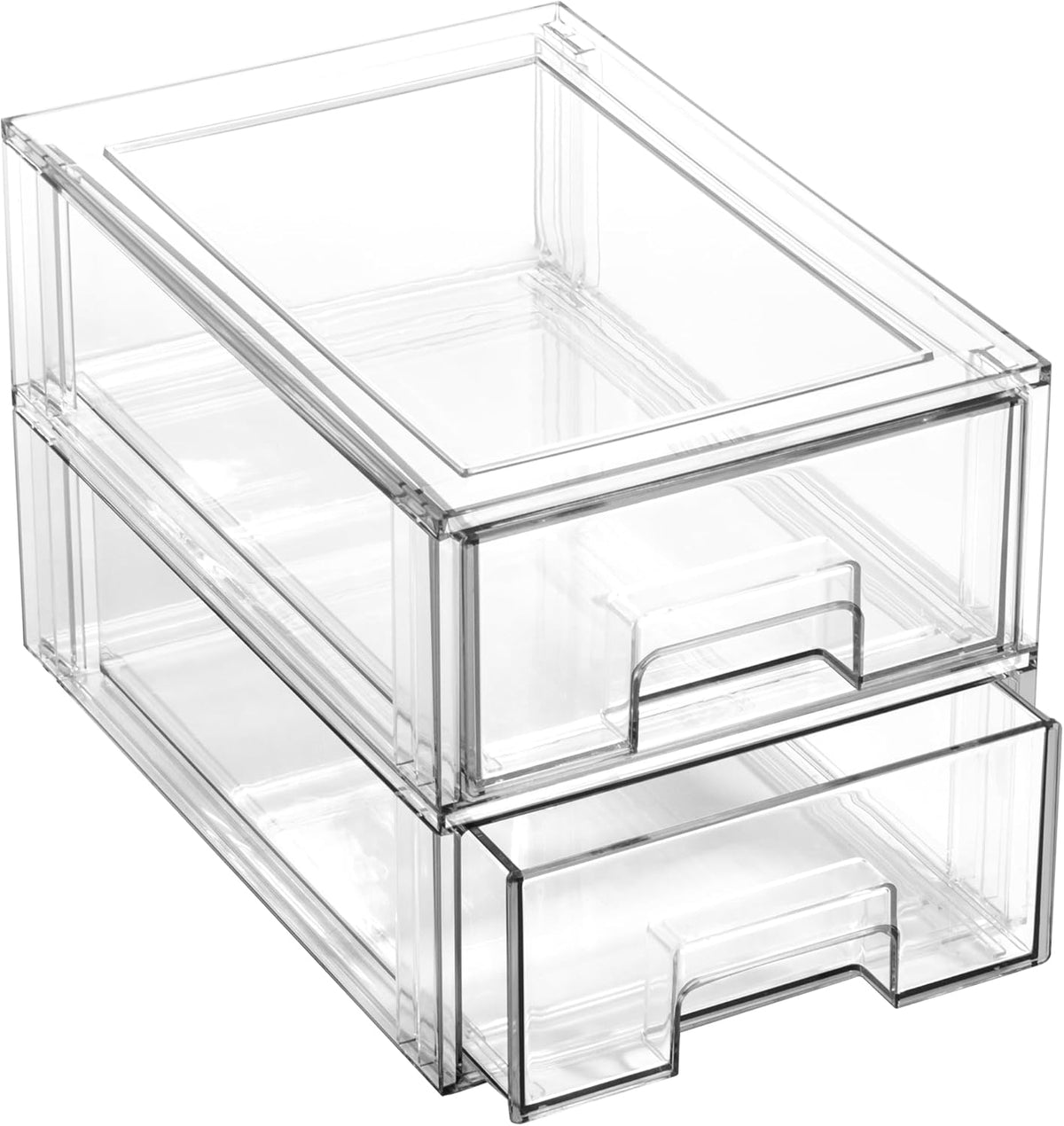 BINO | Stackable Storage Drawers, Small - 2 Pack, Clear | THE CRATE COLLECTION | Storage Bins With