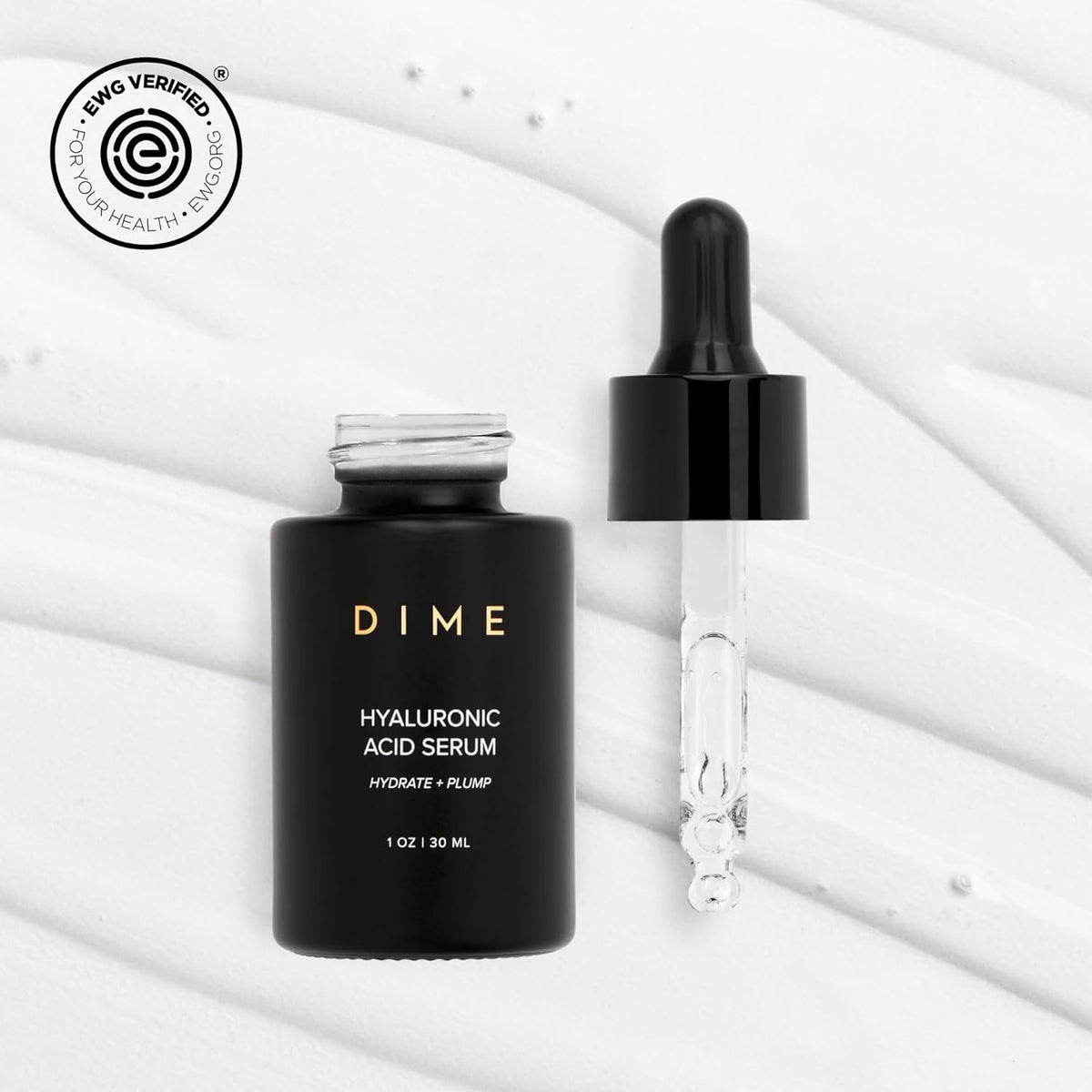 DIME Beauty Hyaluronic Acid Serum, Ultra Hydrating Face Serum with Pure Hyaluronic Acid, 1 oz / 30