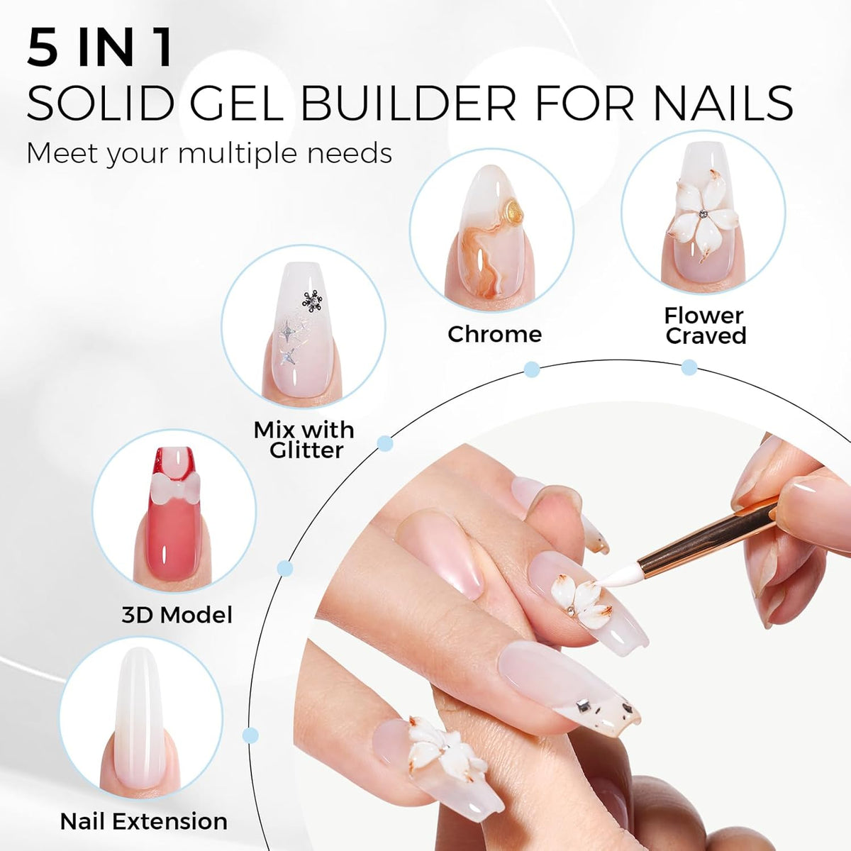 TOMICCA 3D Nail Gel Sculpting Gel for Nail Art 50g Gel Nail Art Non Sticky Hand Carving Gel UV LED