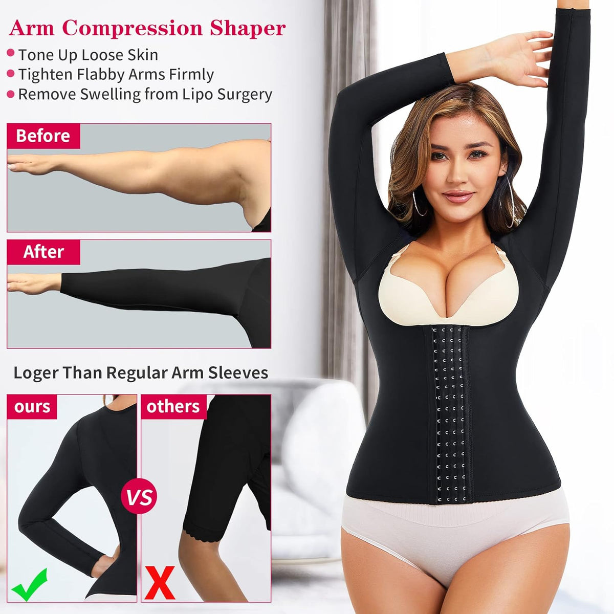 Gotoly Women Waist Trainer Corset Tummy Control Shapewear Upper Arm Shaper Post Surgical Slimmer