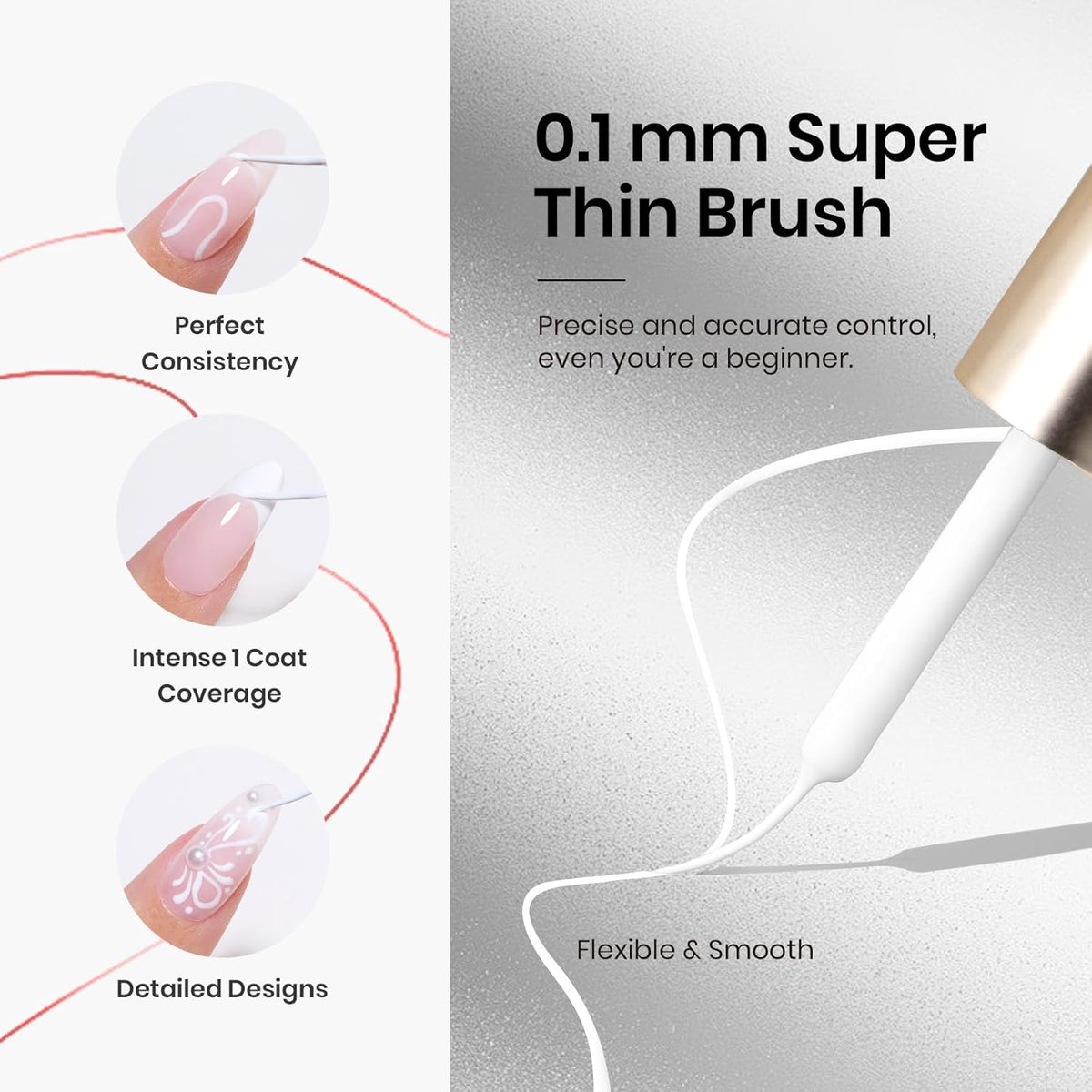 Beetles White Gel Liner Nail Polish 7ml French Tip Gel Polish White Nail Art Painting for Thin Line