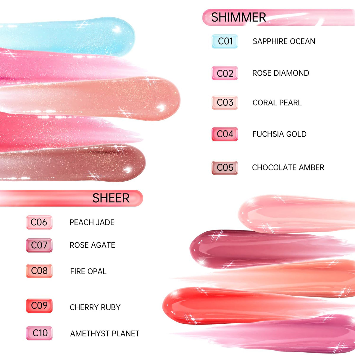 Catkin Lip Plumper Gloss, Tinted Lip Serum with Hyaluronic Acid & Jojoba Oil, Non-sticky Volumizing