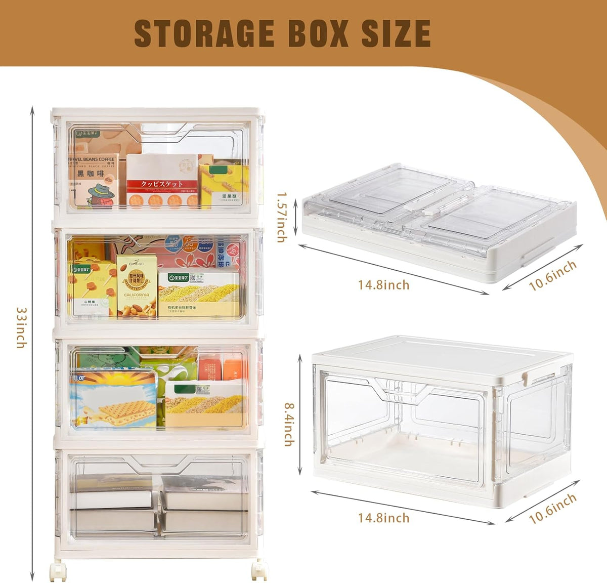 Collapsible Plastic Storage Bins with WheelsClear Stackable Storage Bins with Lid Stackable Storage