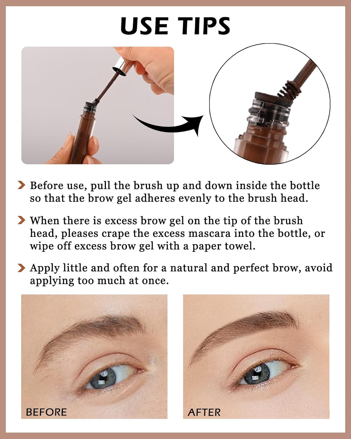Waterproof Long Lasting Smudge-Proof Liquid Eyebrow Makeup, Tinted Eyebrow Gel, Volumizing Enhance