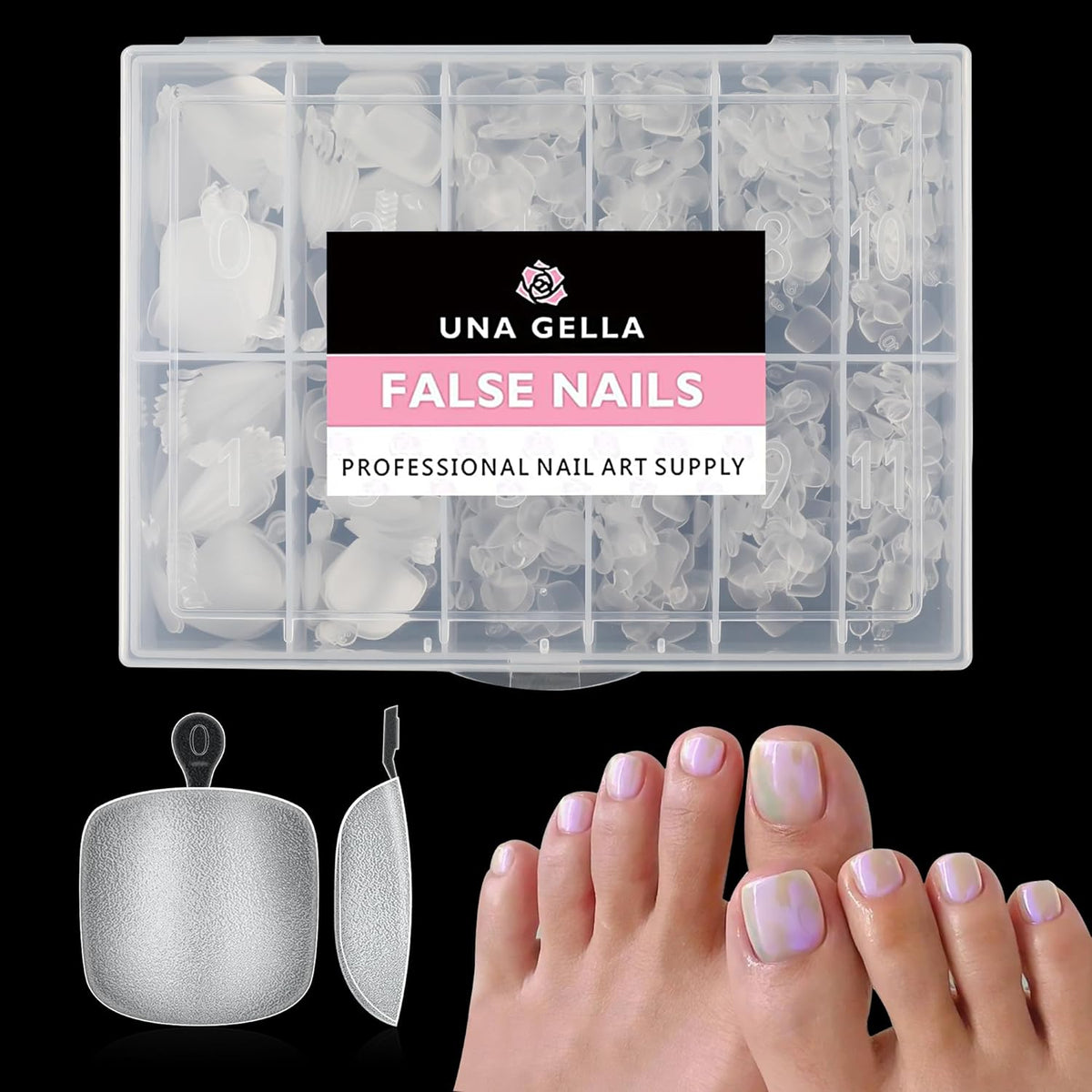 UNA GELLA Toe Nail Tips 216Pcs Short Square False Soft Gel Full Cover Fake Toe Nails Matte Toe