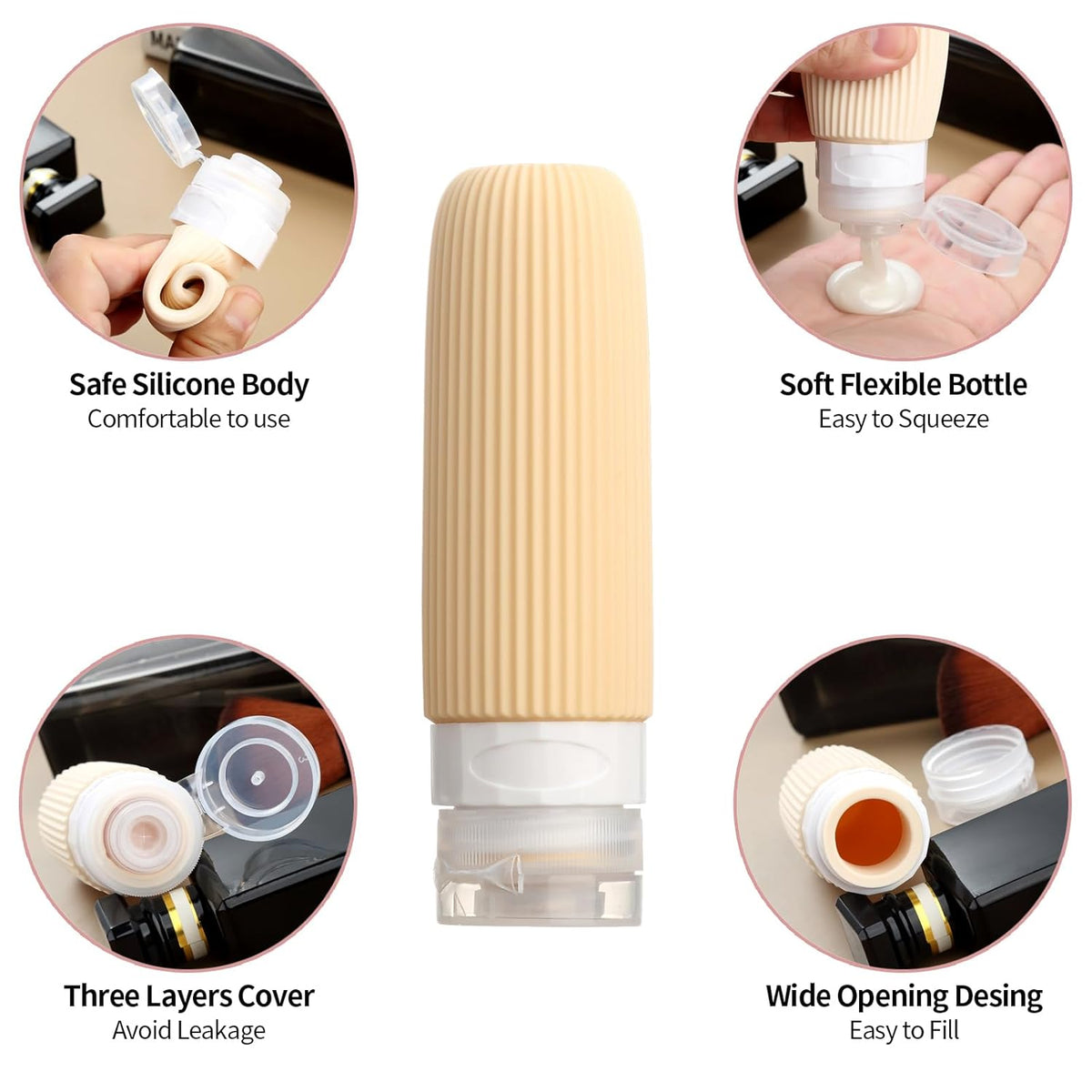 16 Pack Travel Bottles for Toiletries, 6oz Silicone, Leak Proof, Reusable, Oval, Perfect for