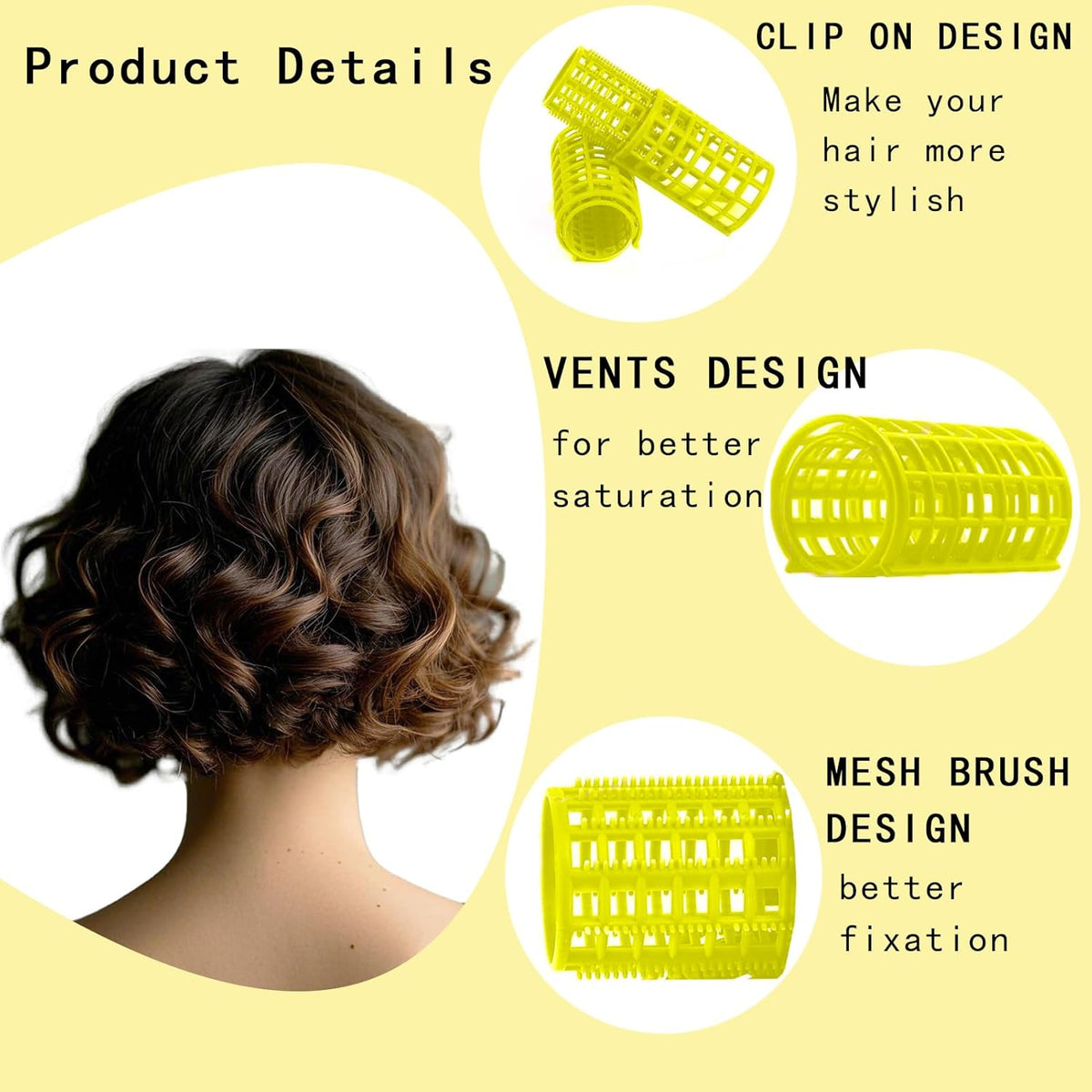28PCS Self Grip Small Hair Rollers Set, 0.6in Plastic No Heat Roller Hair Curlers with Comb