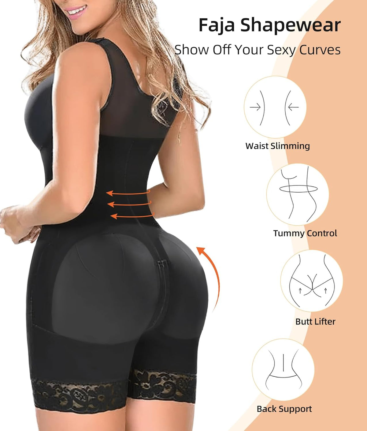YIANNA Fajas Colombianas Shapewear for Women Tummy Control Post Surgery Full Body Shaper Butt