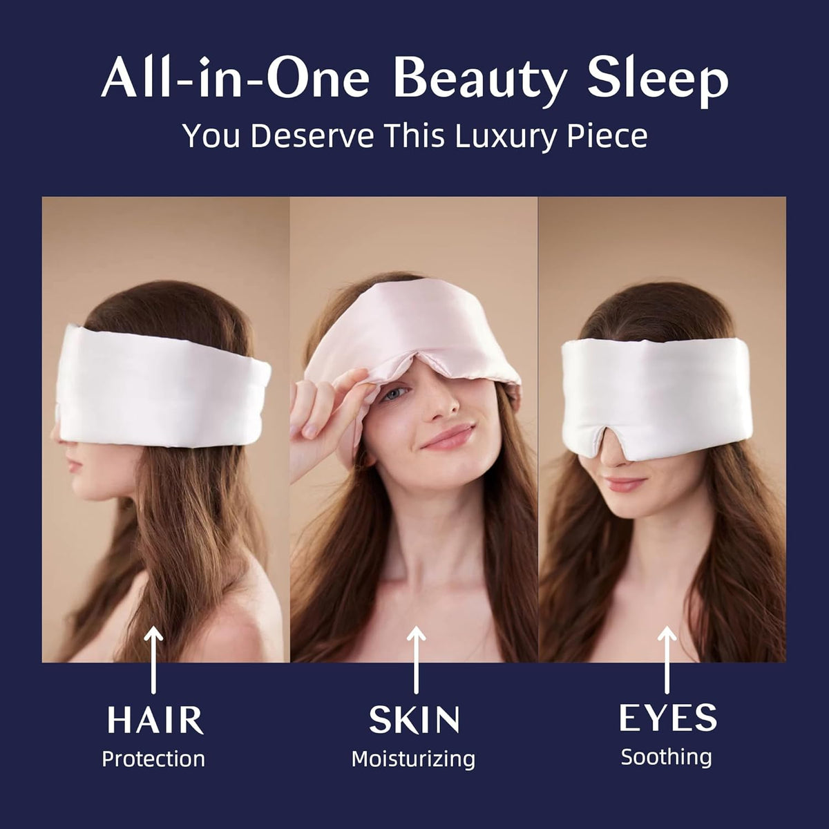 Silk Sleep Mask for Women and Men, Side Sleeper, 22 Momme Pure Mulberry Silk Total Blackout 100%