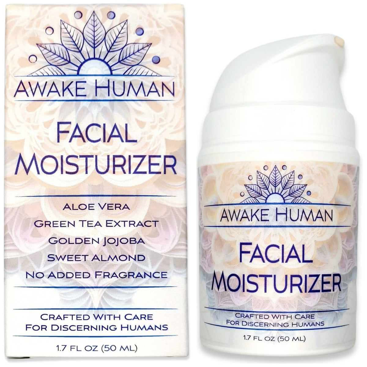 Natural Face Moisturizer for Dry Sensitive Skin - Organic Natural Face Cream - Facial Aloe & Green