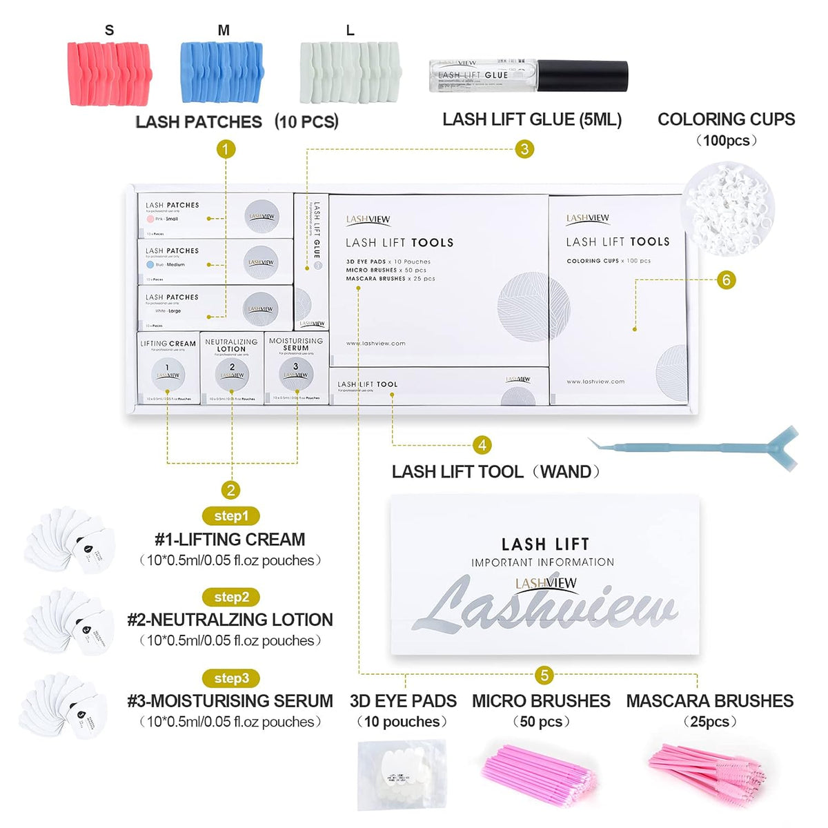 LASHVIEW Lash Lift Kit,Lash Lift,Professional Eyelash Perm Kit,Liquid Set,Semi-Permanent,Curling
