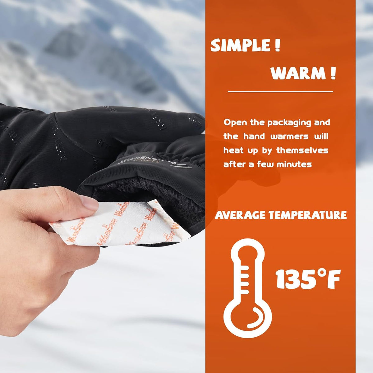 Hand Warmers Disposable Single Use Air Activated Heat Packs for Hands, Toes and Body - Up to 12