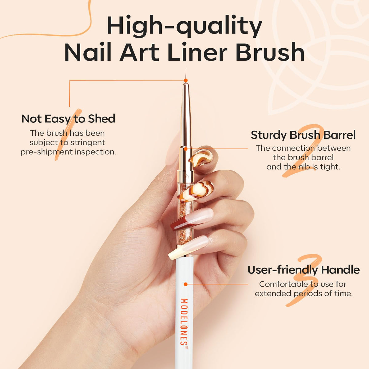 modelones Nail Art Brushes, Super Fine Liner Nail Brush Kit Dual-ended 7/11/15/20mm for Gel Polish