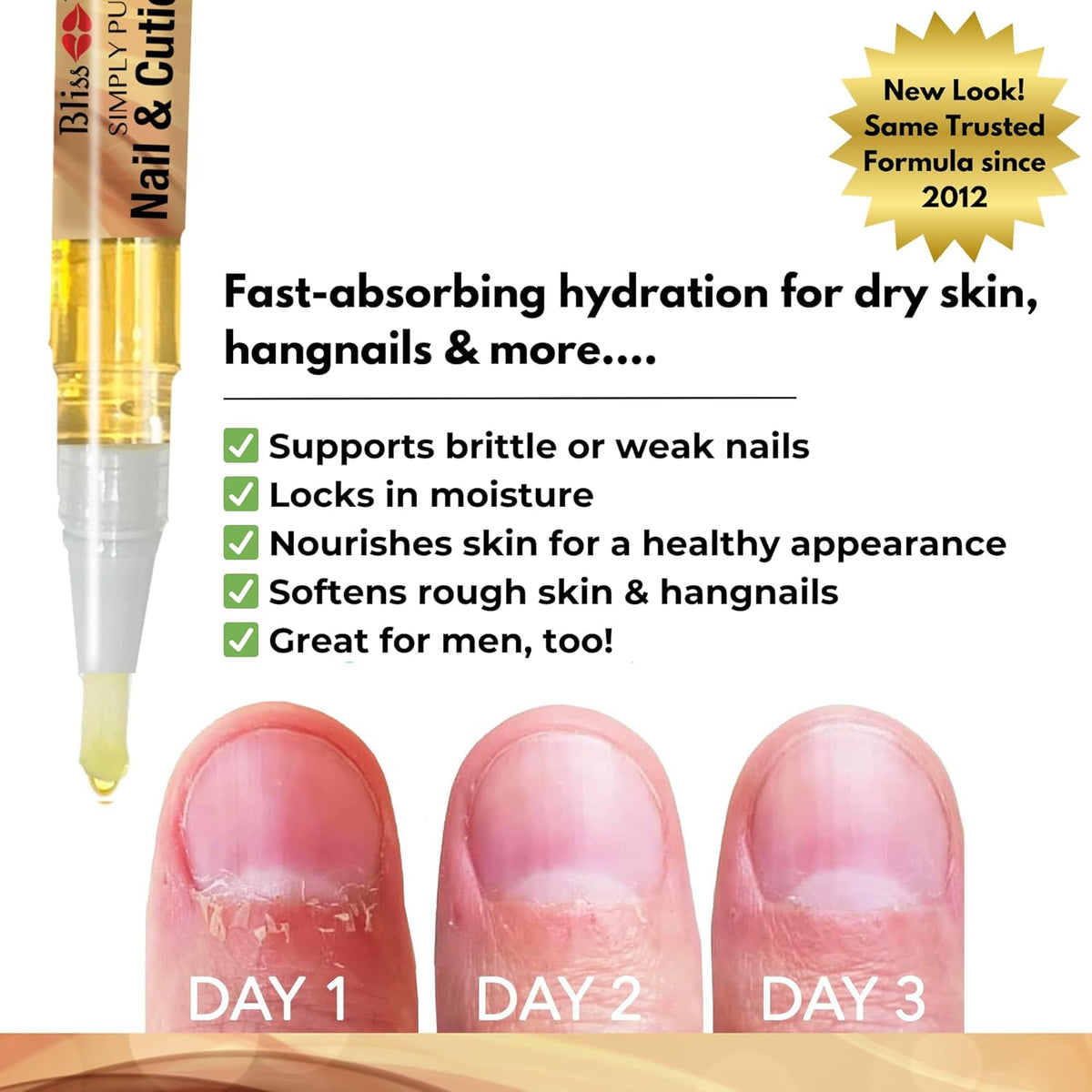 Bliss Kiss | 4 Vanilla Fragrance Nail Oil Cuticle Pens w/Vitamin E & Jojoba⏤Nail Strengthener Nail