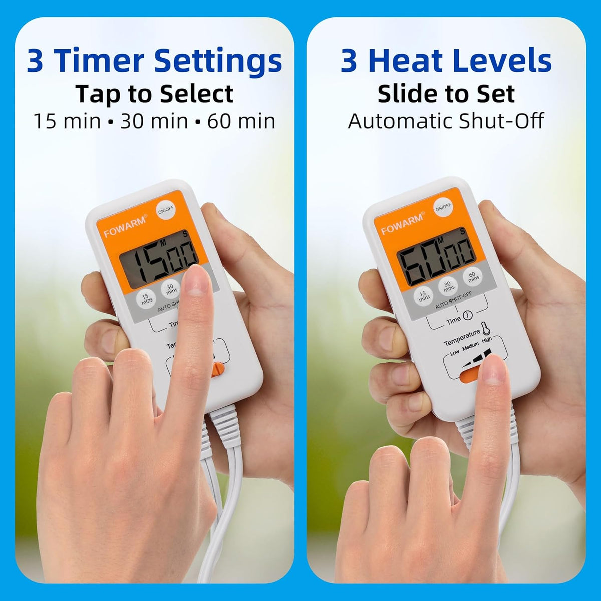 Electric Hand Warmer, Heated Beauty Mitts, 3-Temp Levels & Timer, Digital Display, 7x10 Heated