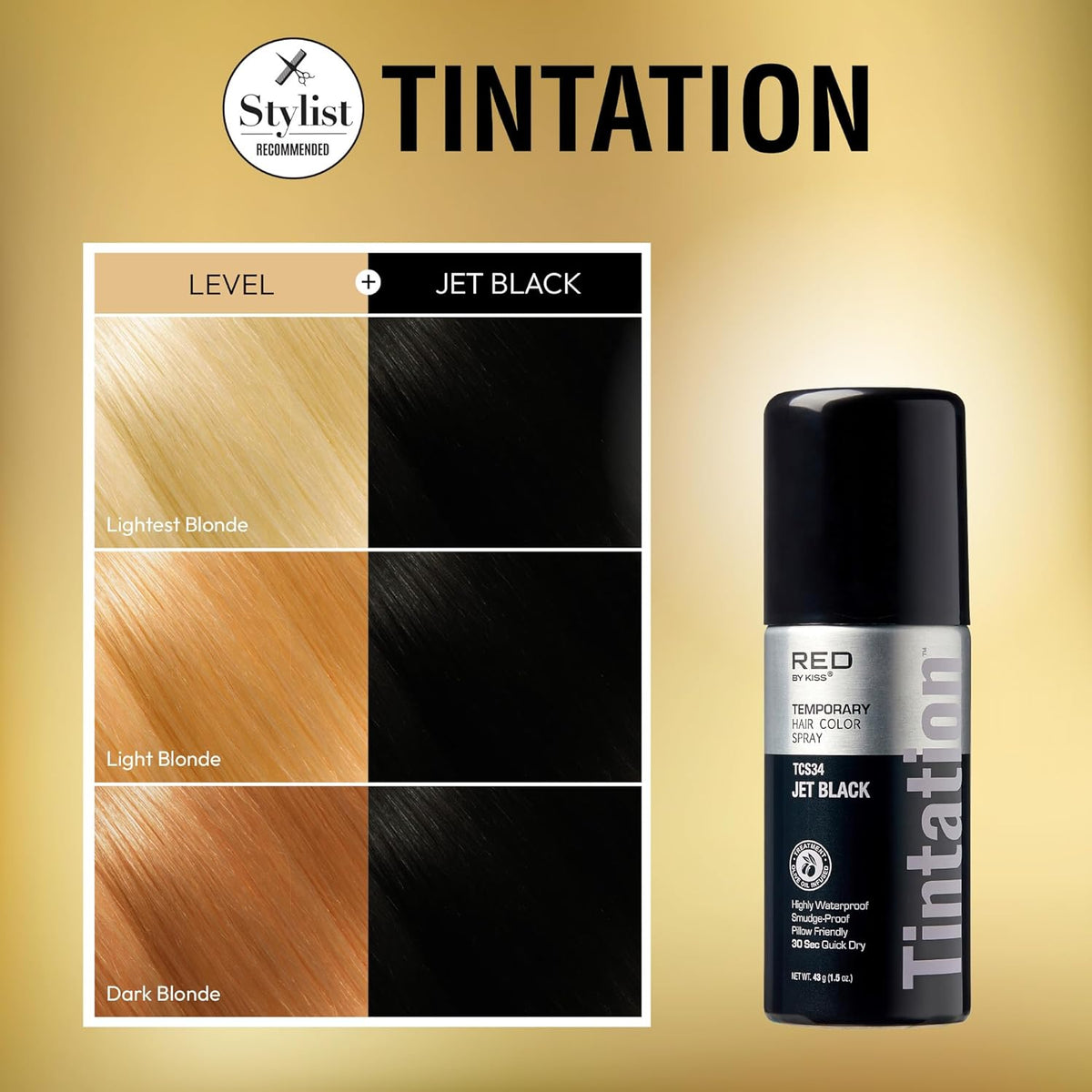 RED by Kiss 1.5OZ. Tintation Temporary Hair Color Spray, Instant Gray Root Cover Up
