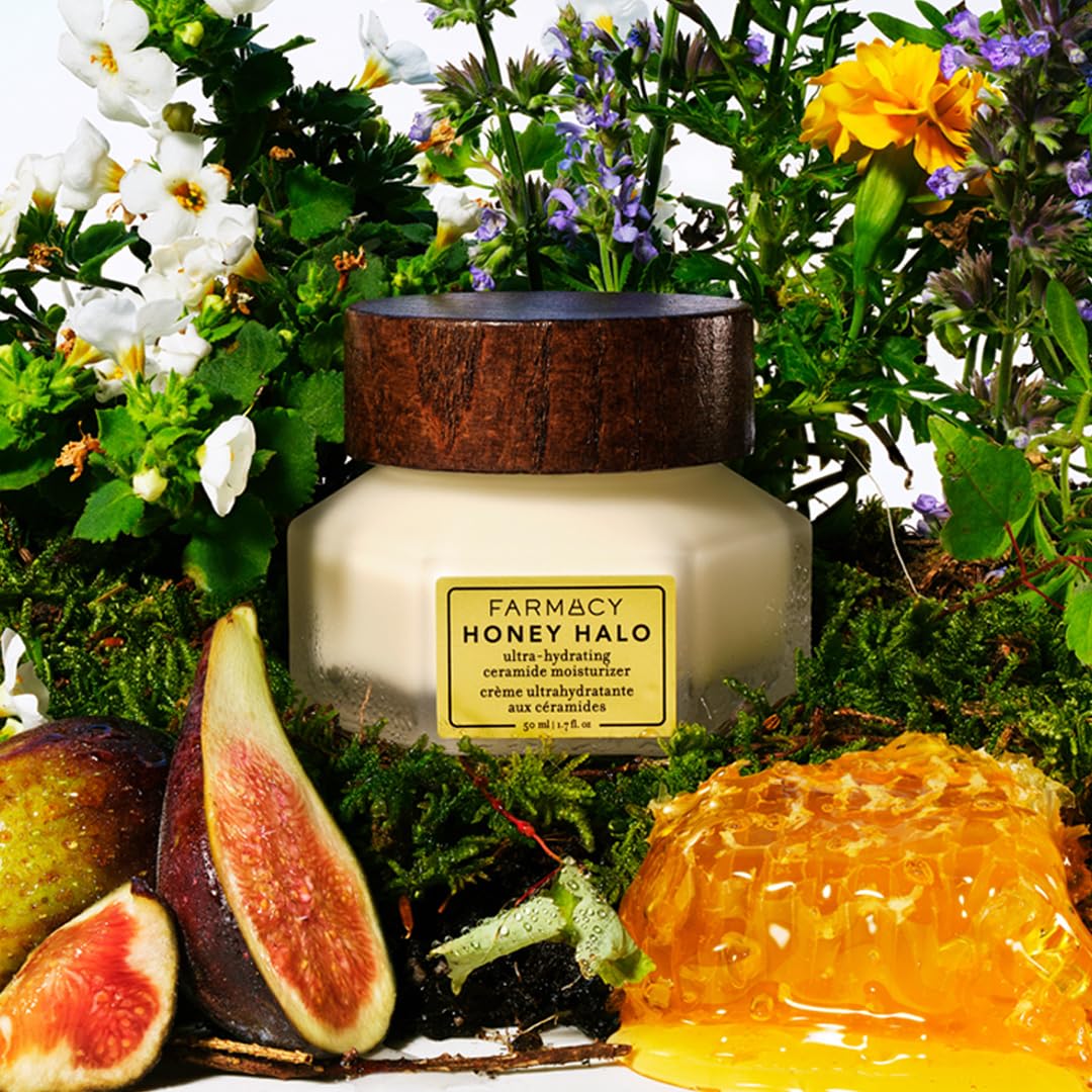 Farmacy Ceramide Face Moisturizer - Honey Halo Hydrating Facial Moisturizer for Dry Skin - Plumps