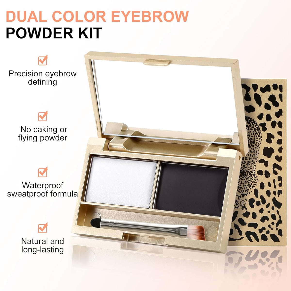 Boobeen Eyebrow Powder Kit, 2-color Waterproof Eyebrow Palette Makeup to Definer & Filler Brows