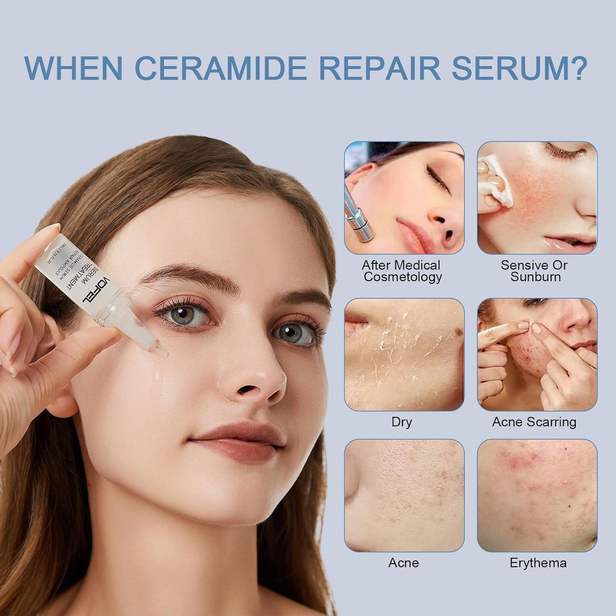 Ceramide Serum for Skin Barrier Repair, Hydrating Serum to Reduce Dryness and Wrinkles, 5% Ceramide