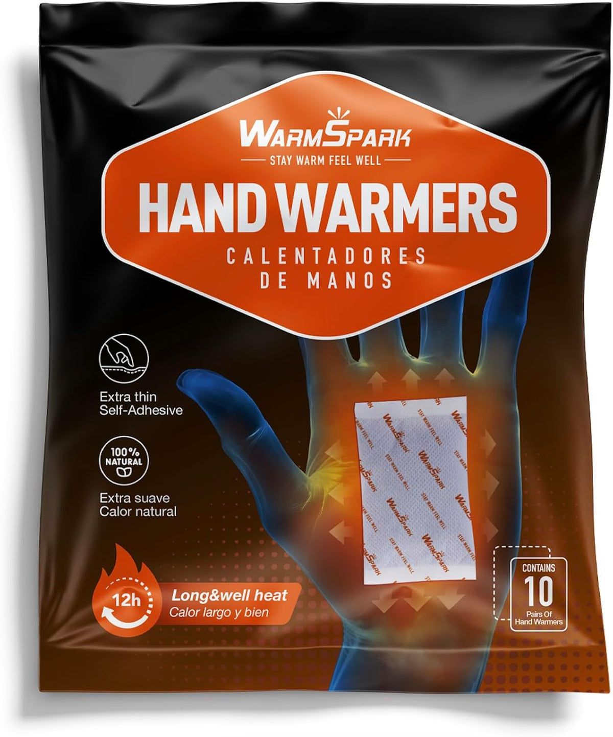 Hand Warmers Disposable Single Use Air Activated Heat Packs for Hands, Toes and Body - Up to 12