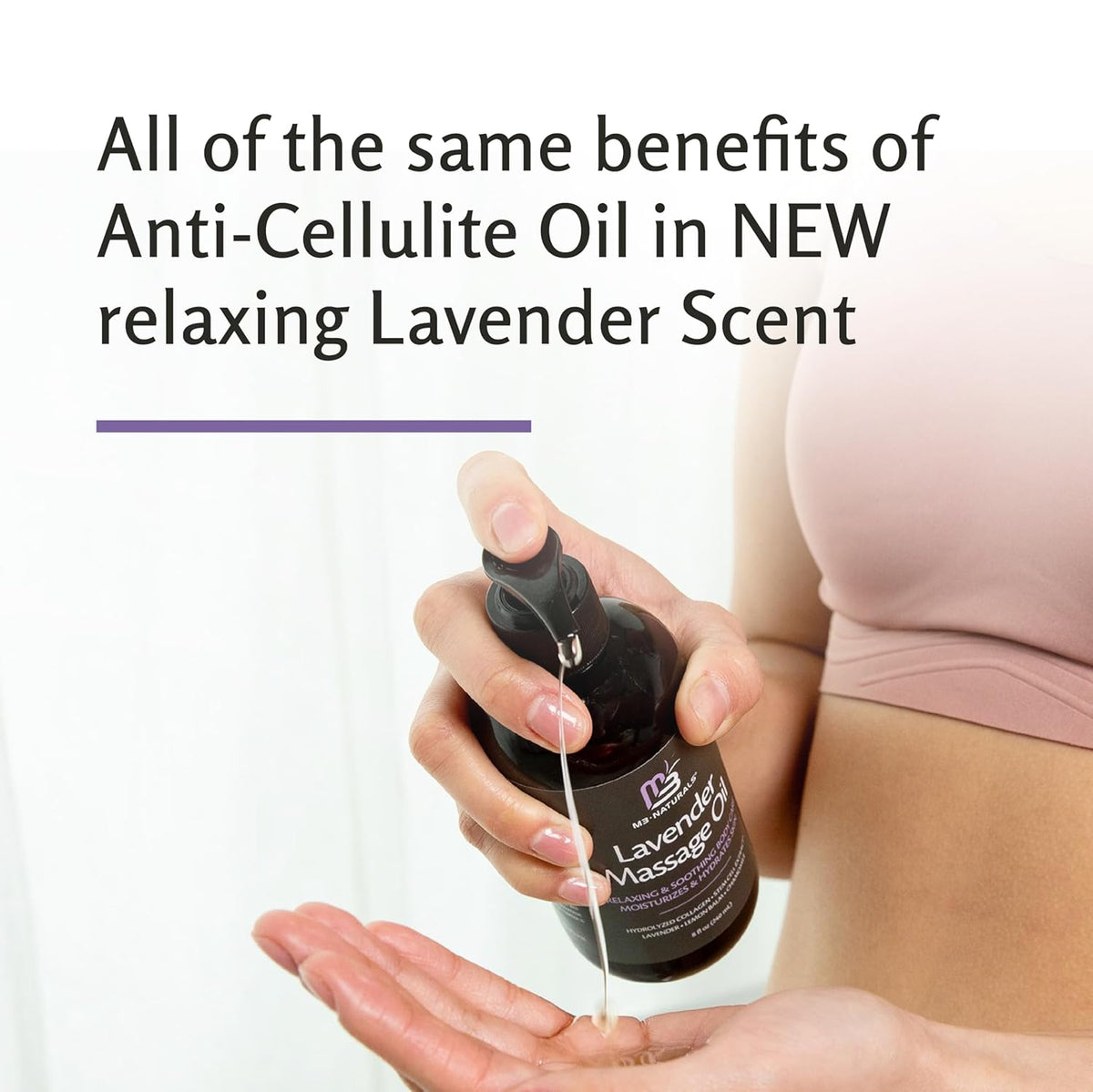 Lavender Massage Oil with Collagen and Stem Cells - Skin Firming Therapy Oil for Cellulite and